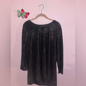 Anne Klein Shimmering Black Long Sleeve Top
